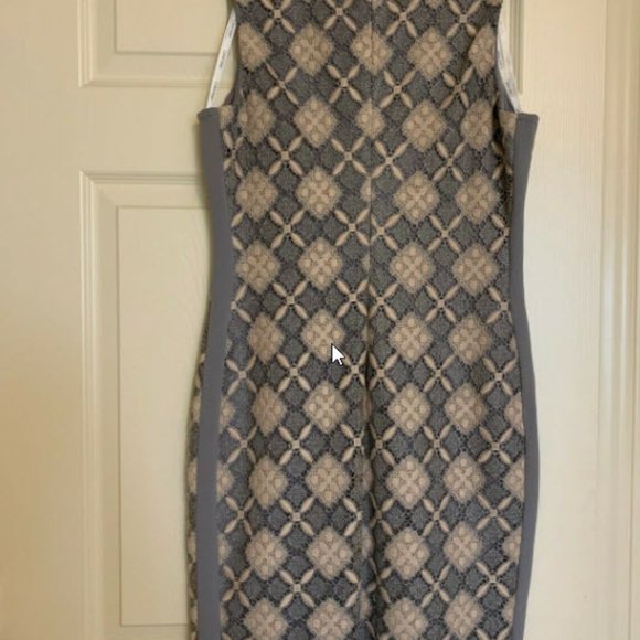 🎉HP🎉 Calvin Klein Womens Grey, Silver and Tan Cocktail Party Sheath Dress Sz 8 - Picture 3 of 9